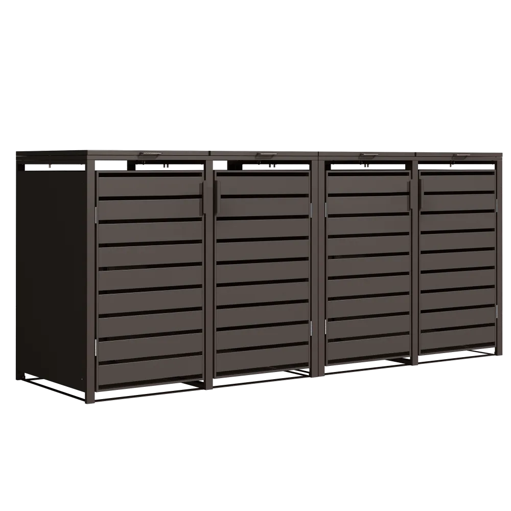 MIKKO wheelie bin shed for 4 bins Brown